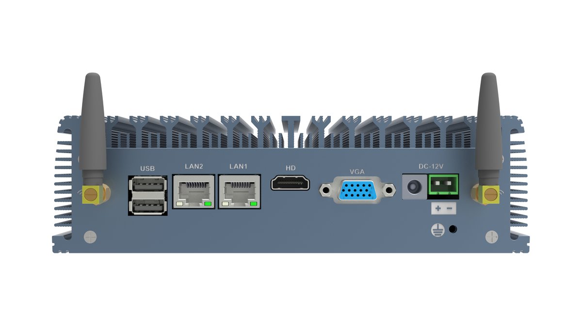 后面板:双千兆网口、HDMI、VGA、DC 12V 供电、WiFi 天线 后面板:双千兆网口、HDMI、VGA、DC 12V 供电、WiFi 天线